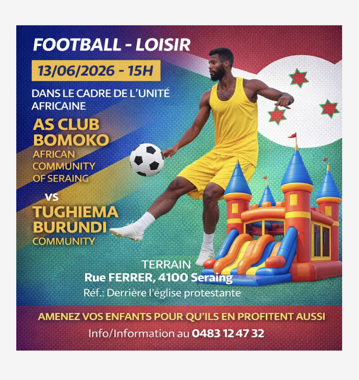 Rdv le 13/06/26 au parc de Maret Seraing à 15h 